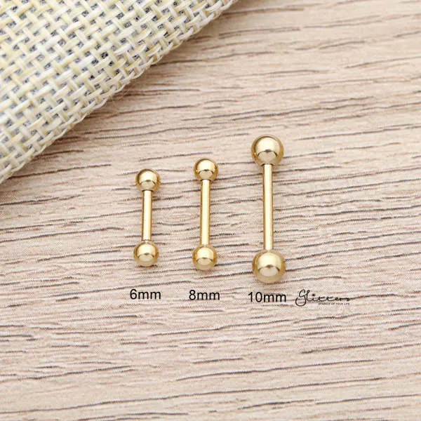 16Gauge 316L Surgical Steel Straight Barbells with Balls-6mm|8mm|10mm|12mm