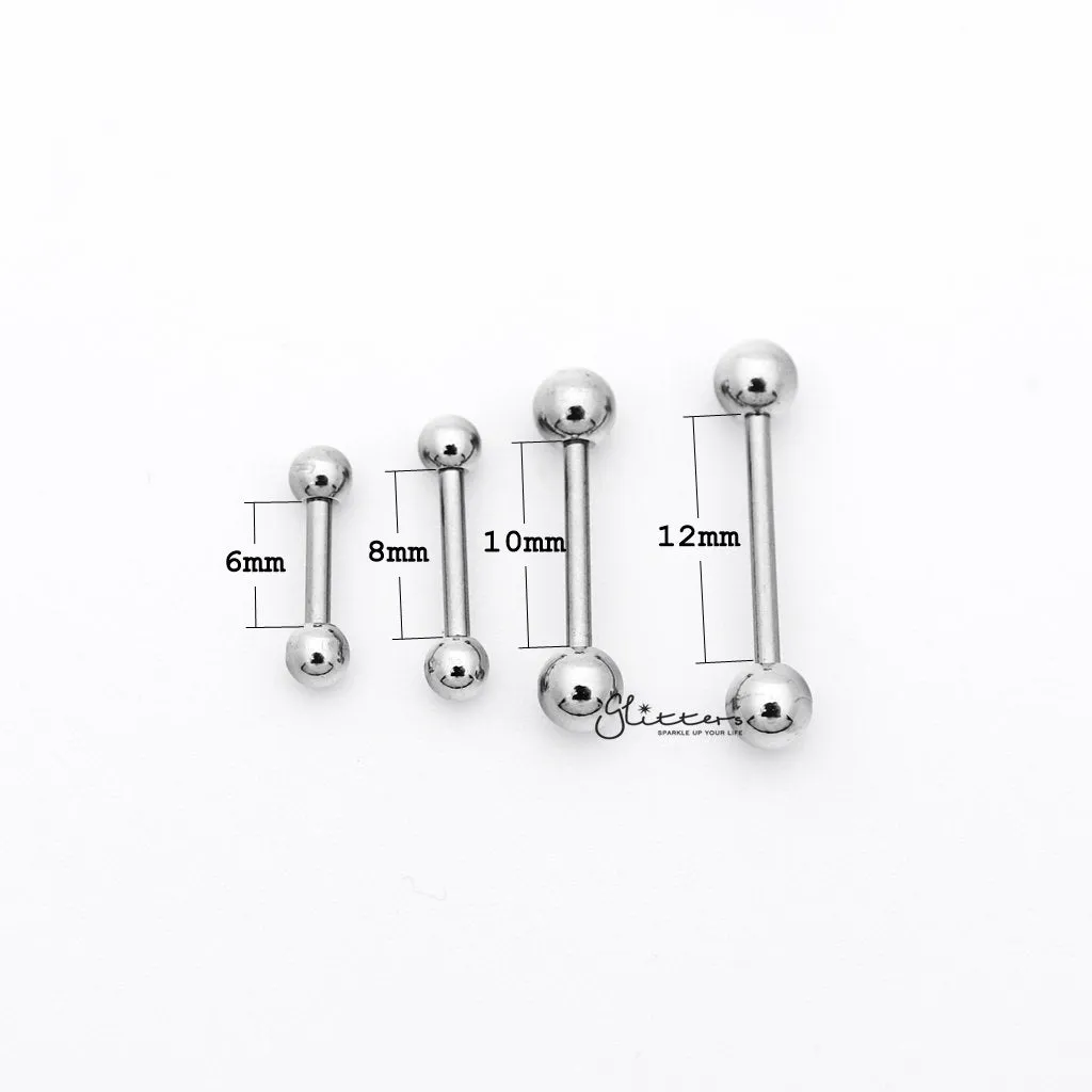 16Gauge 316L Surgical Steel Straight Barbells with Balls-6mm|8mm|10mm|12mm