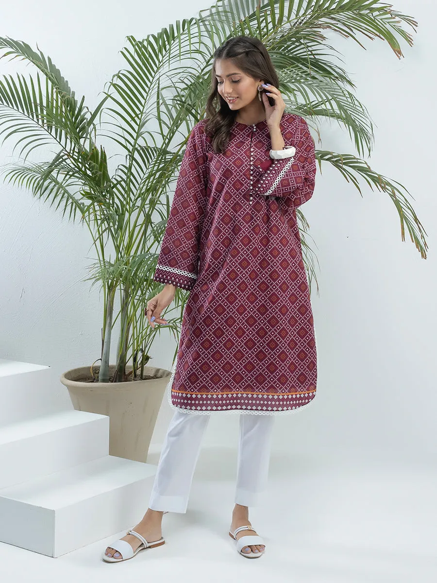 1pc Unstitched - Printed Lawn Shirt