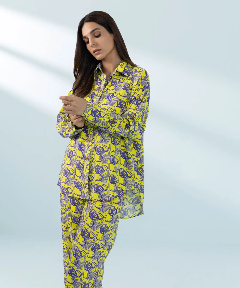 2 Piece - Printed Raw Silk Suit