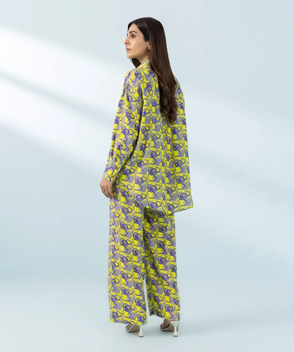 2 Piece - Printed Raw Silk Suit