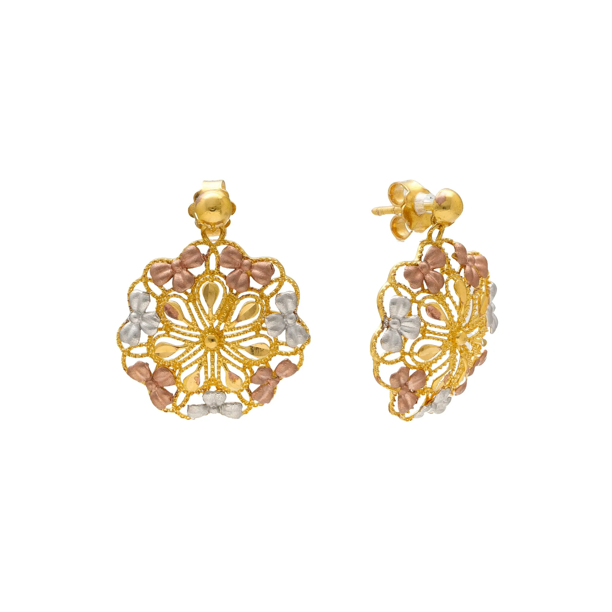 22K Multi-Tone Gold Earrings (9.1gm)