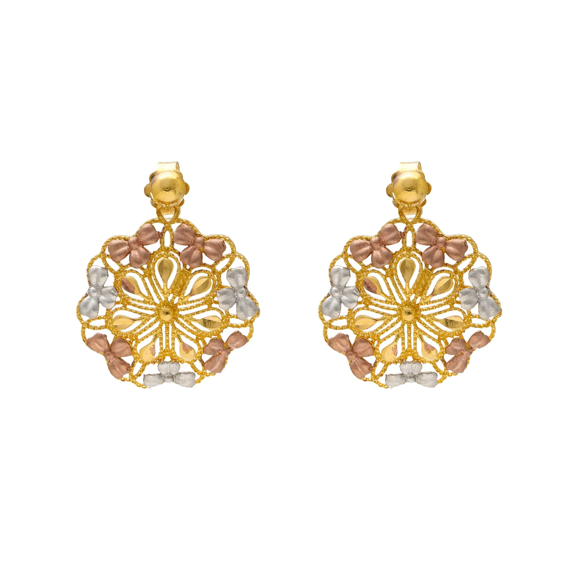 22K Multi-Tone Gold Earrings (9.1gm)