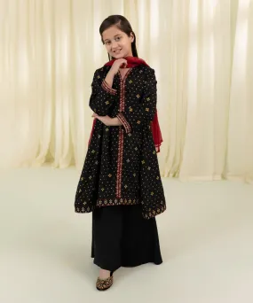 3 Piece - Embroidered Raw Silk Suit