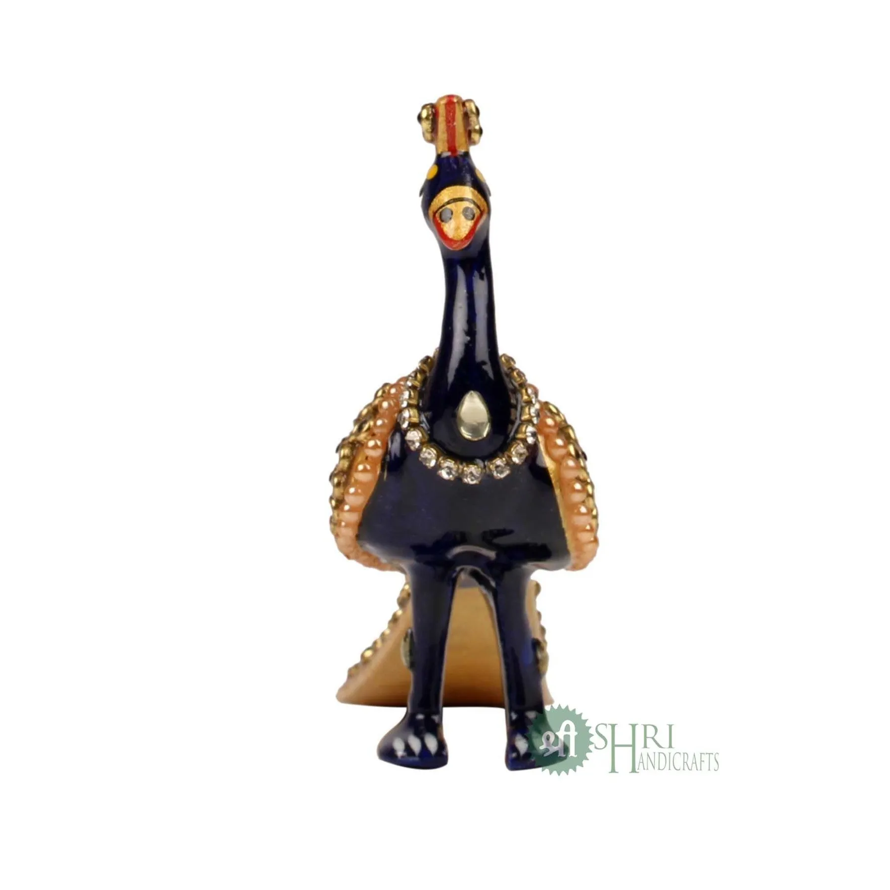 4" METAL PEACOCK STANDING JEWELLERY STONE PAINTING