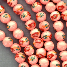 8mm CORAL FLOWER Round Ceramic Porcelain Beads bgl2080