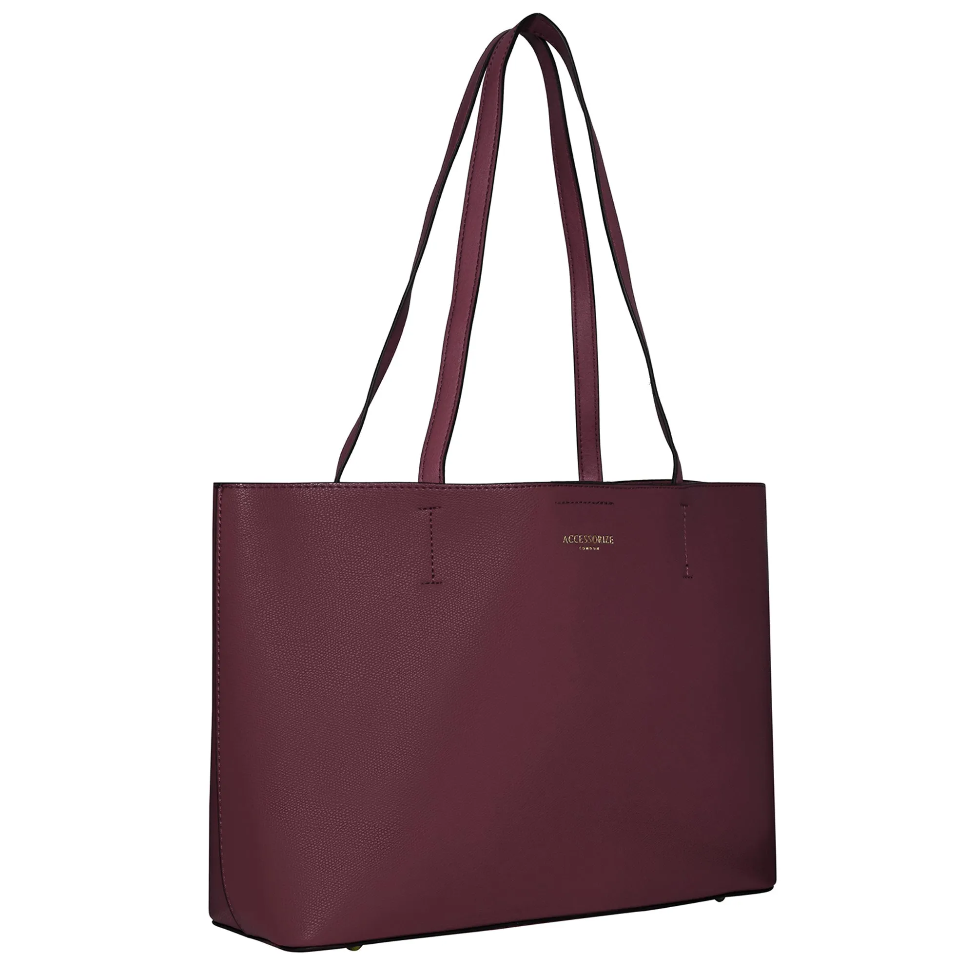 Accessorize London Women's Faux Leather Maroon Leo Tote Bag