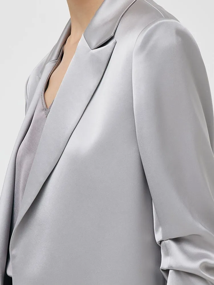 Acetate 3/4 Ruched Sleeves Women Blazer