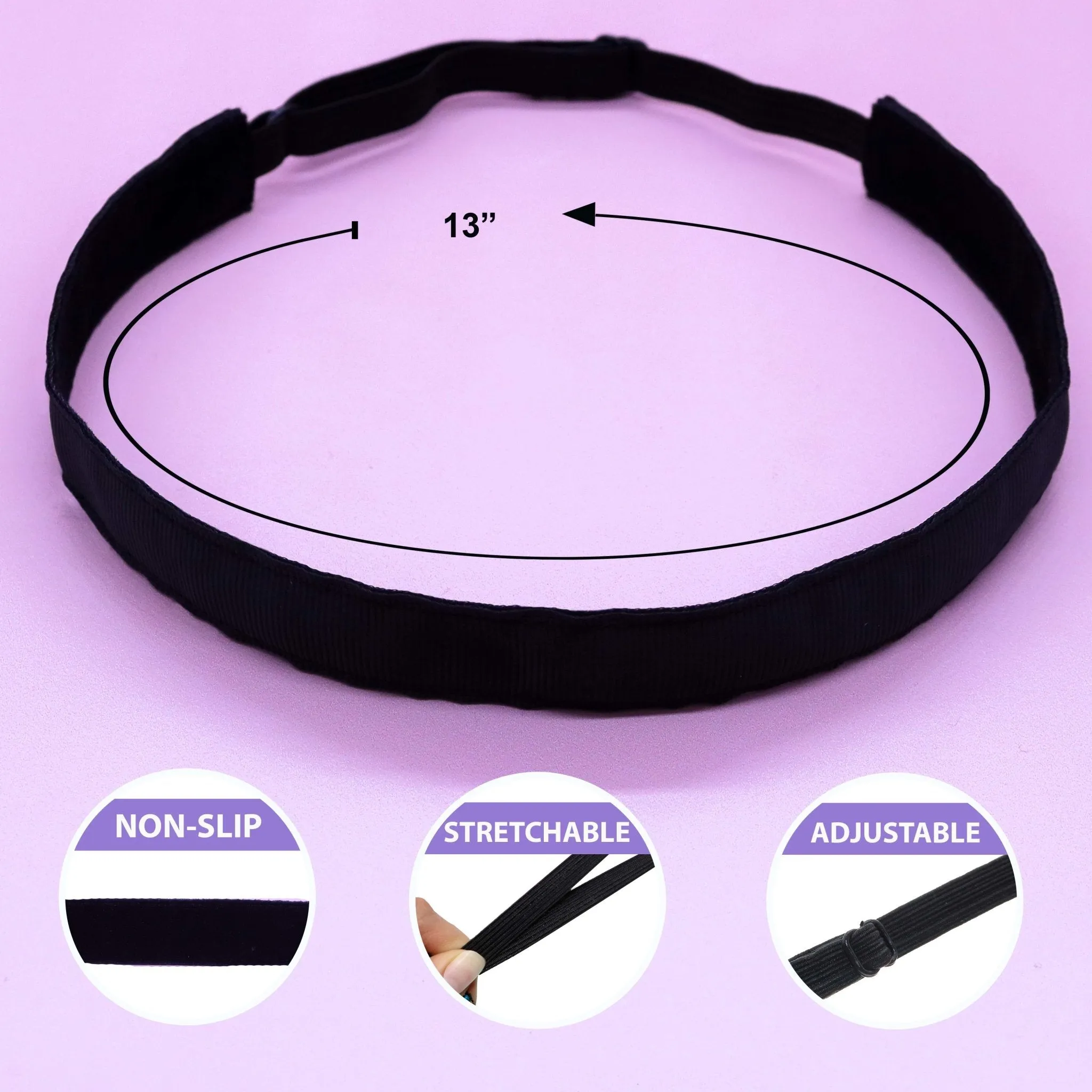 Adjustable No Slip Solid Headband - School Uniform