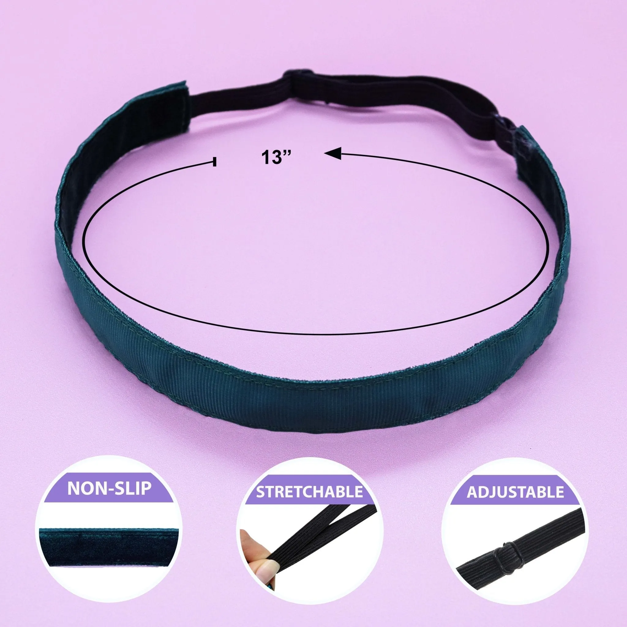 Adjustable No Slip Solid Headband - School Uniform