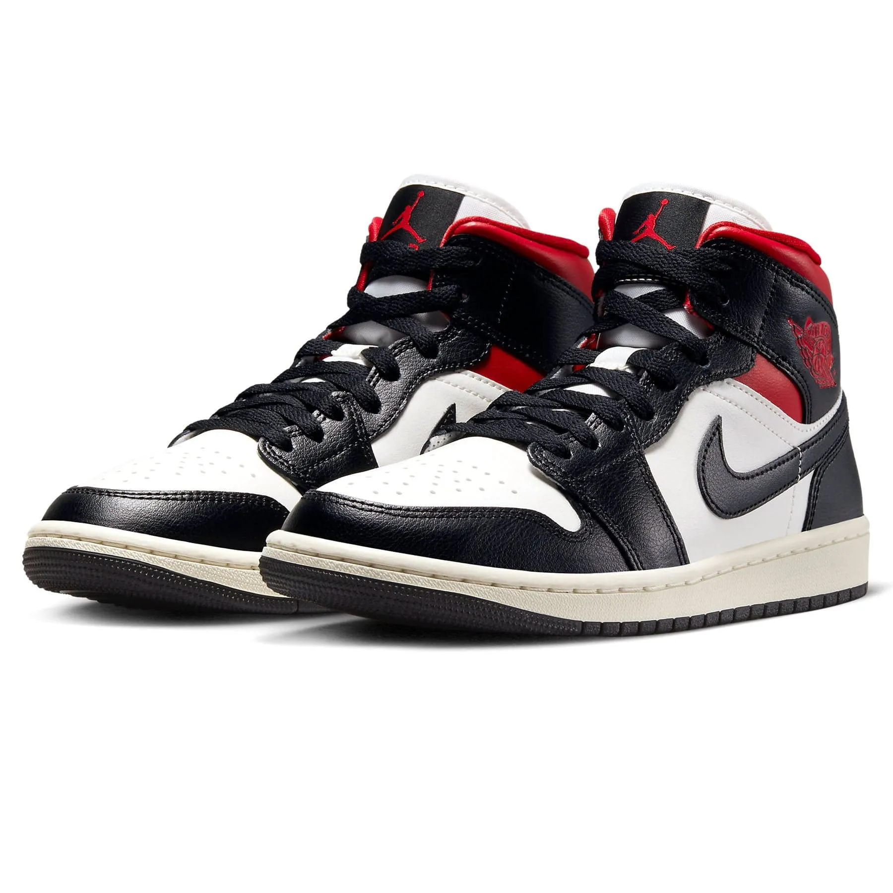 Air Jordan 1 Mid Wmns 'Black Sail Gym Red'