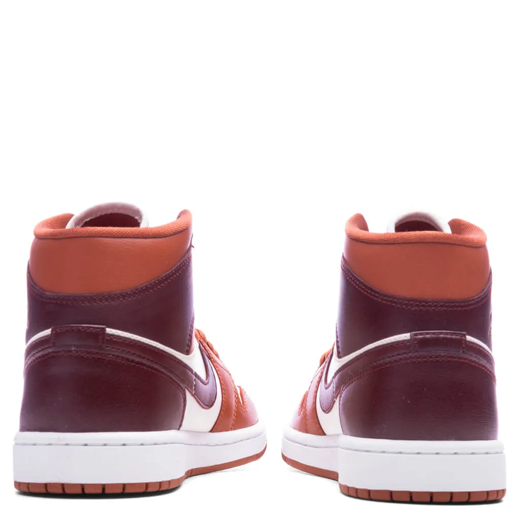 Air Jordan 1 Mid Women's - Dusty Peach/Night Maroon/Sail