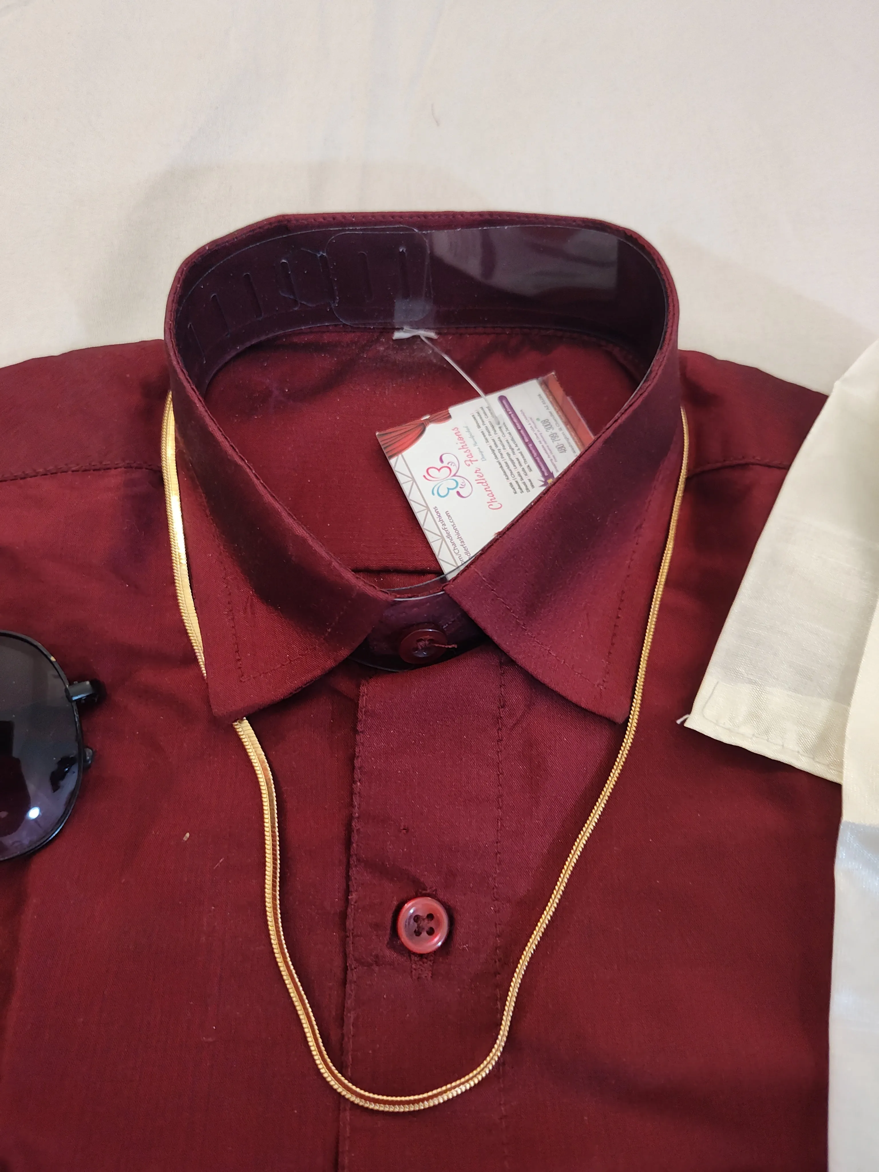 Alluring Maroon Color Shirt With Dhoti Full Outfit For Kids