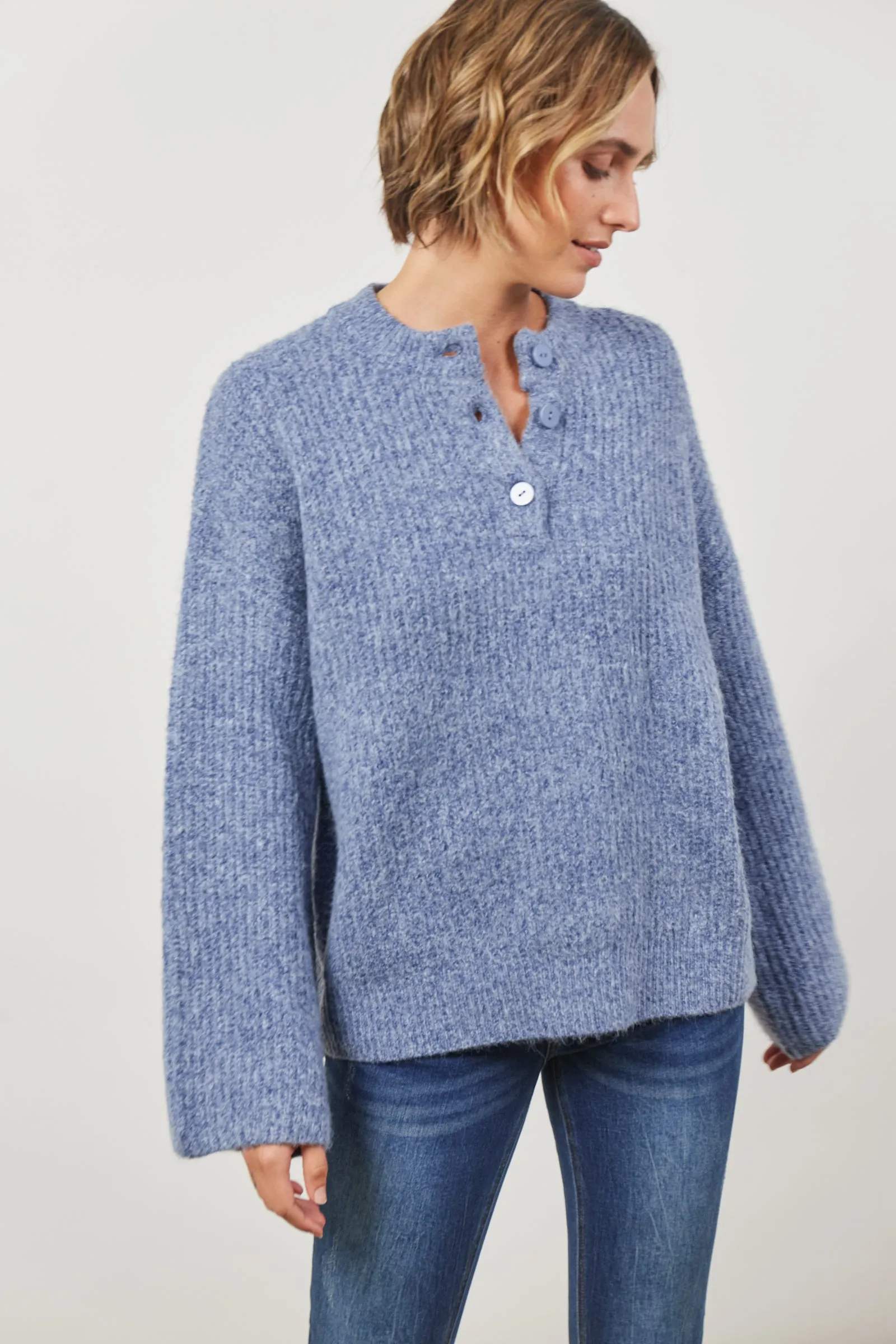 Avenue Button Jumper - Nevada Blue