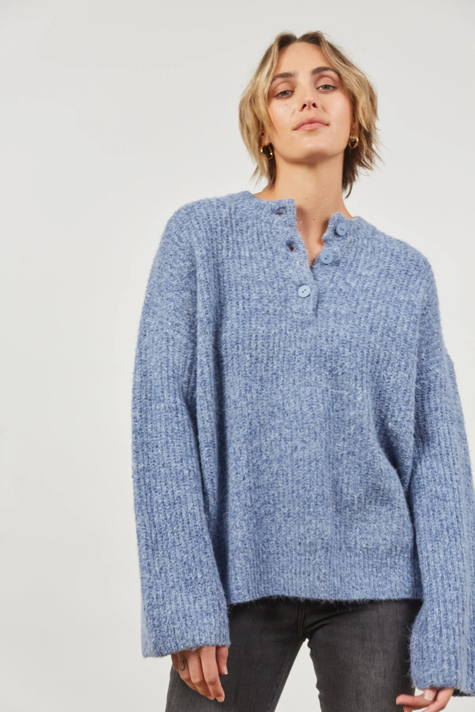 Avenue Button Jumper - Nevada Blue