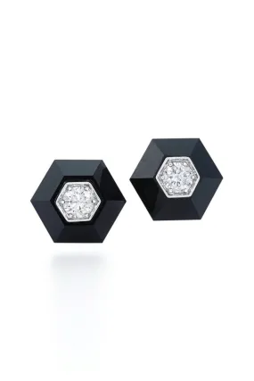 Back Jade Hexagon Stud Earrings