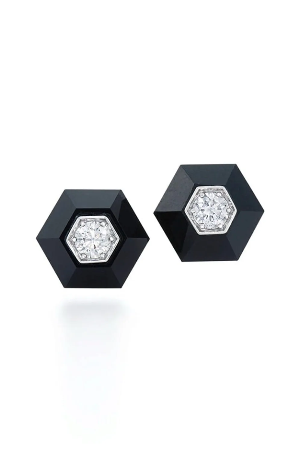 Back Jade Hexagon Stud Earrings