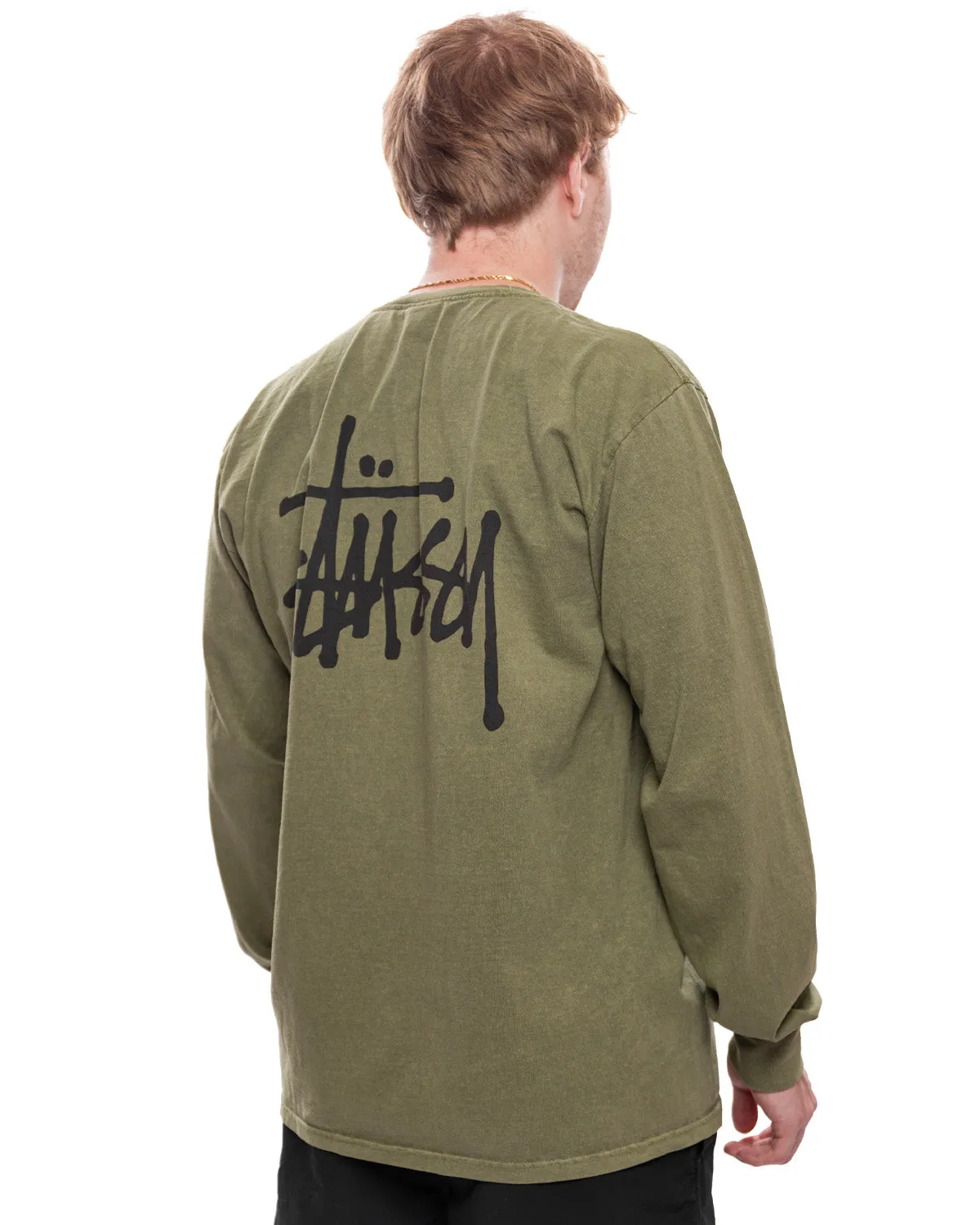 Basic Stussy Pigment Dyed LS Tee 'Olive'