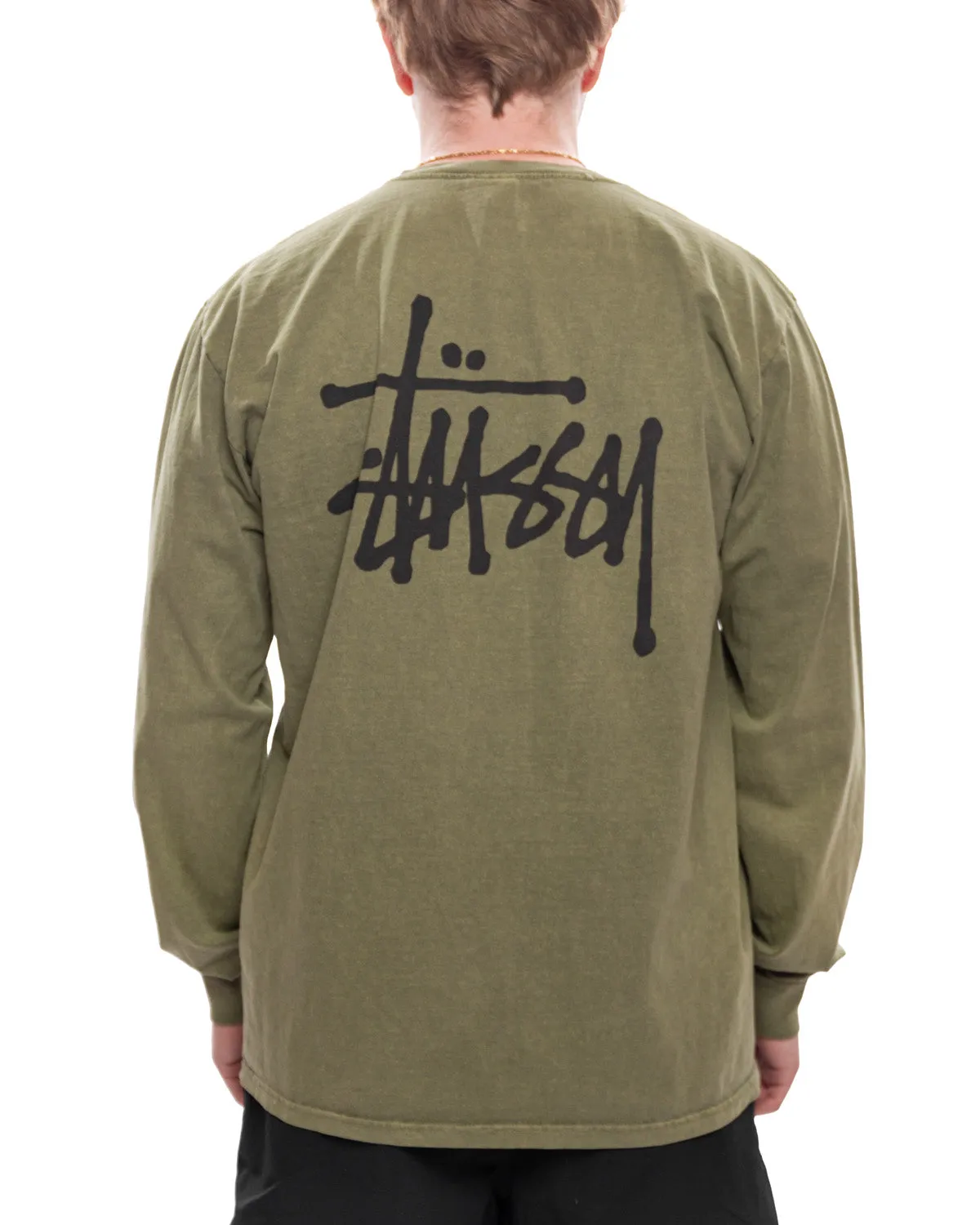 Basic Stussy Pigment Dyed LS Tee 'Olive'