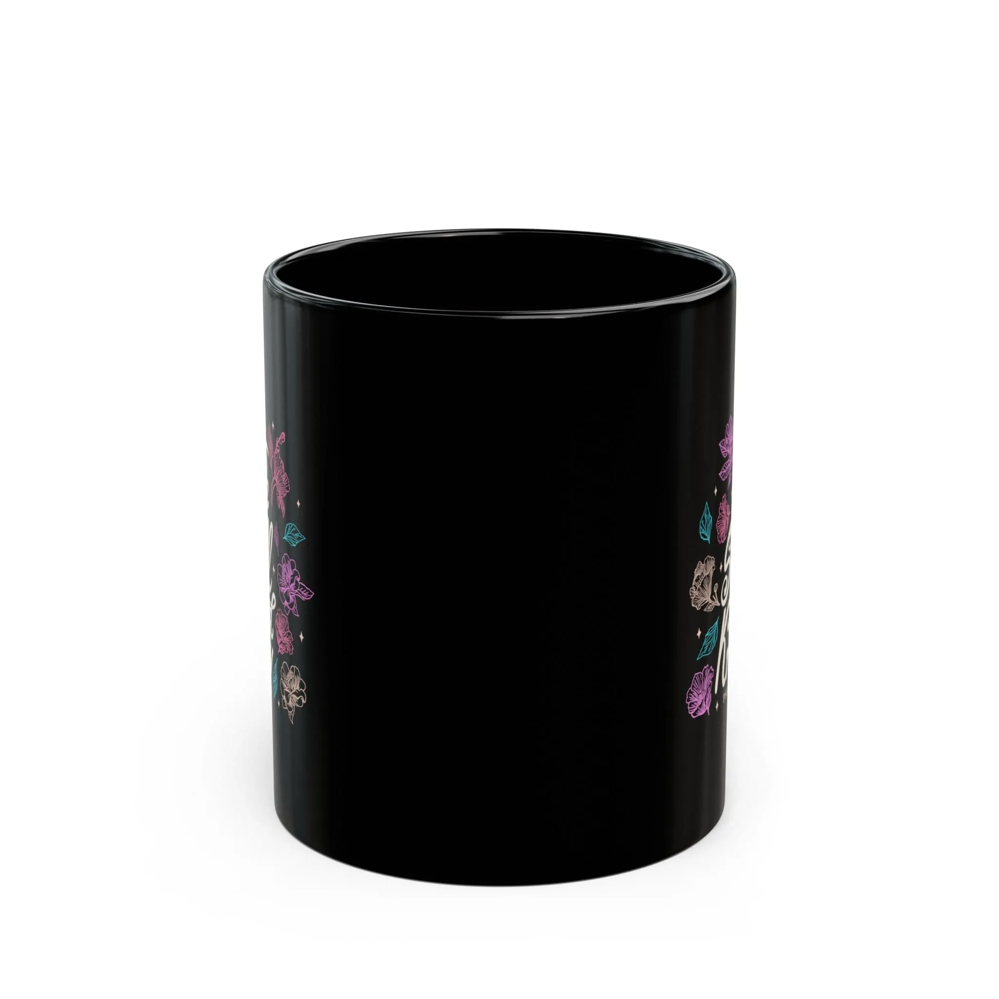 Be Still and Know Floral 11oz Black Mug