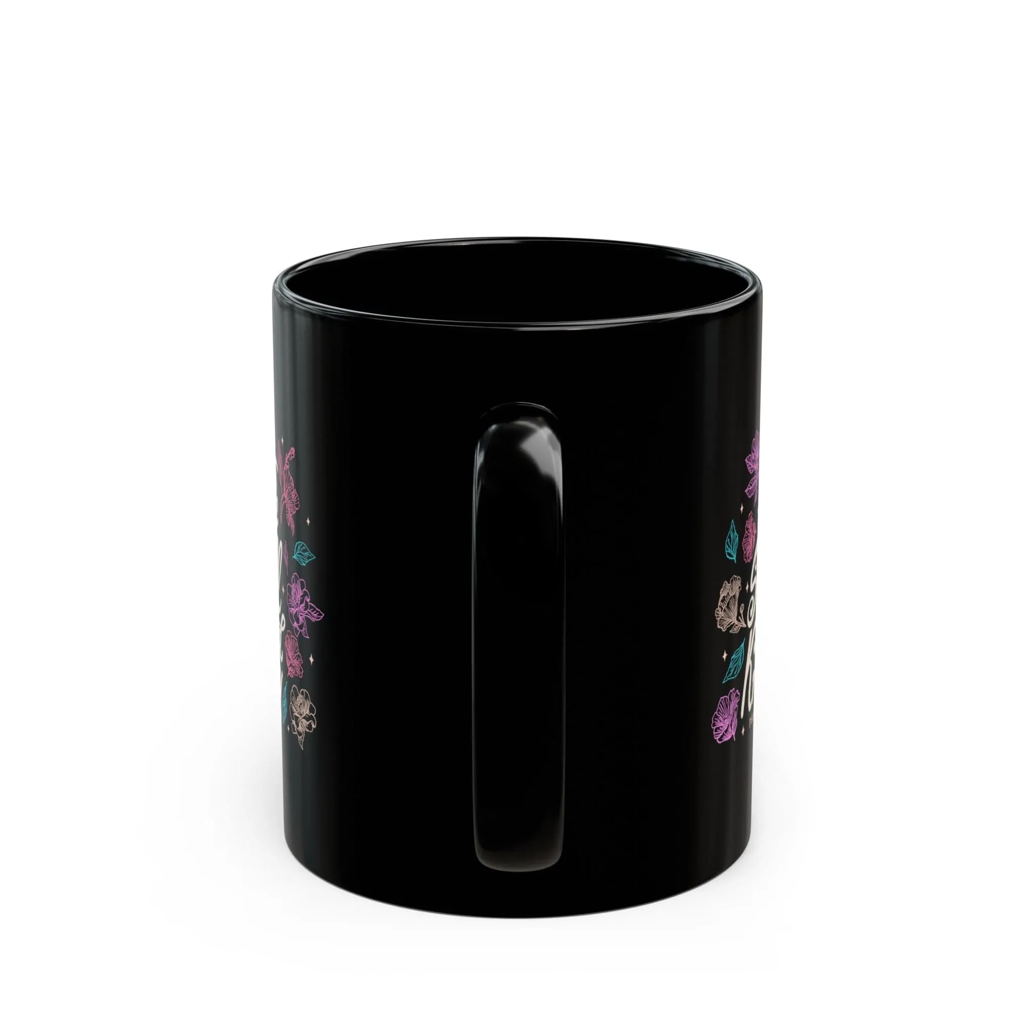 Be Still and Know Floral 11oz Black Mug