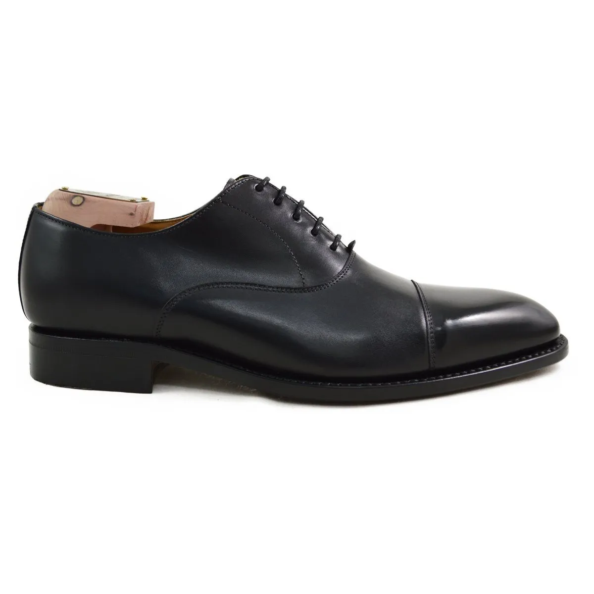 Berwick 1707 Straight Cap Oxford (2428) - Black Boxcalf