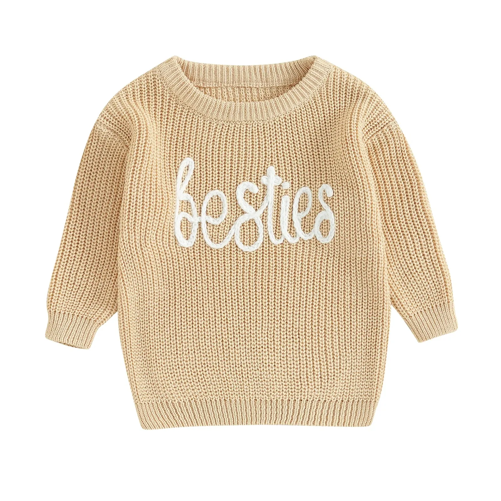 BESTIES - Beige Baby Girl Deluxe Sweater Layette Fall Winter