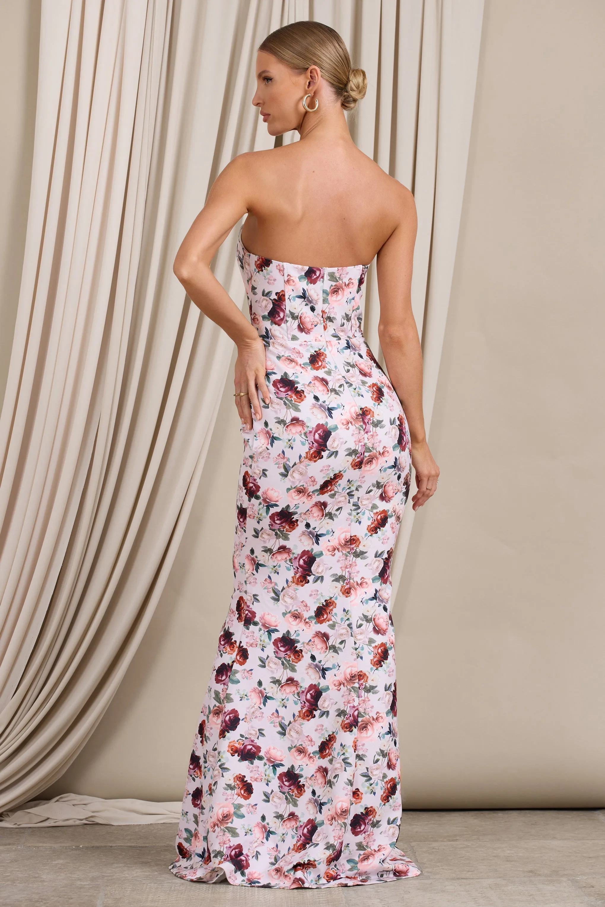 Blenheim | White Floral Corset Bodycon Maxi Dress