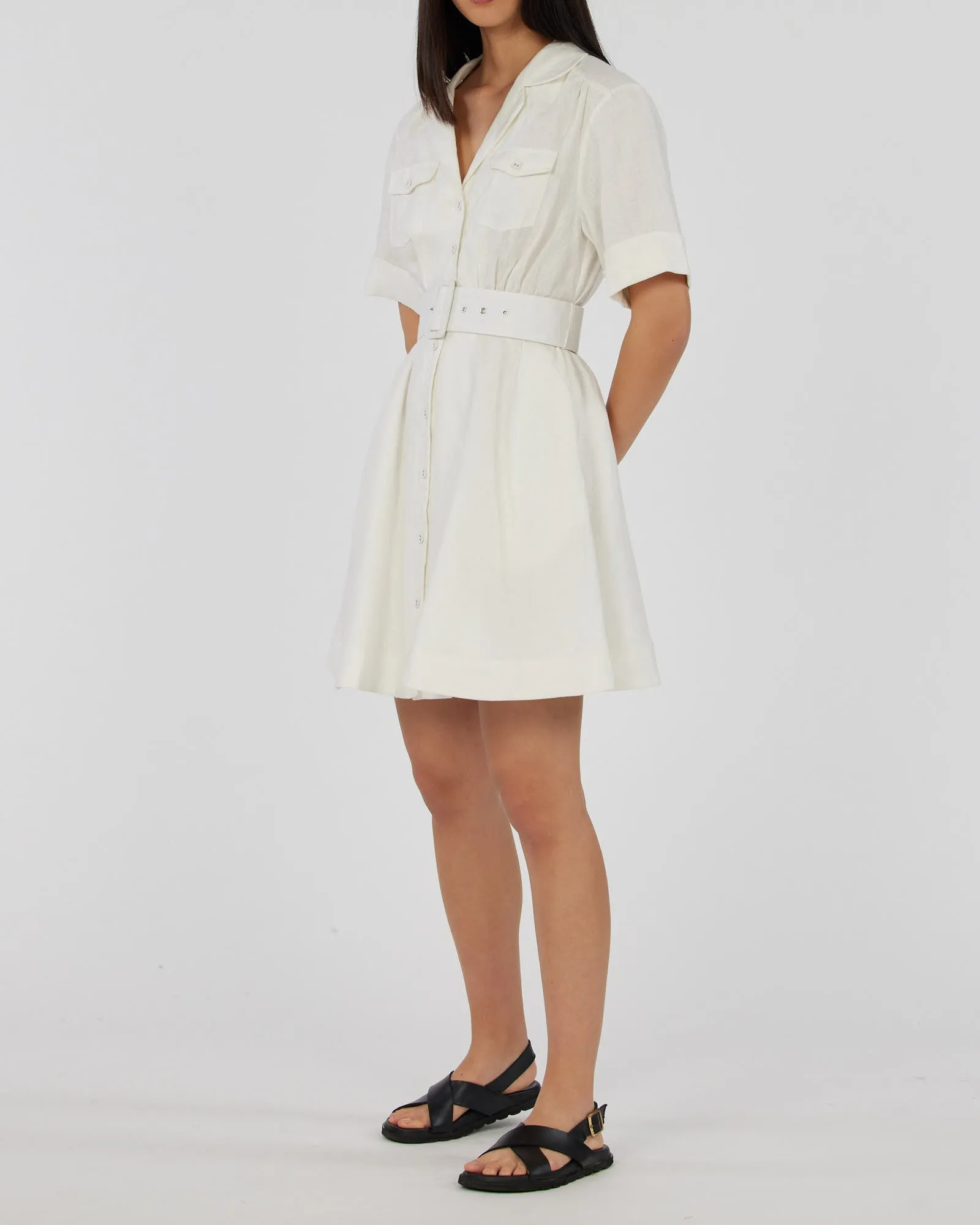 Cadence Linen Mini Dress - White