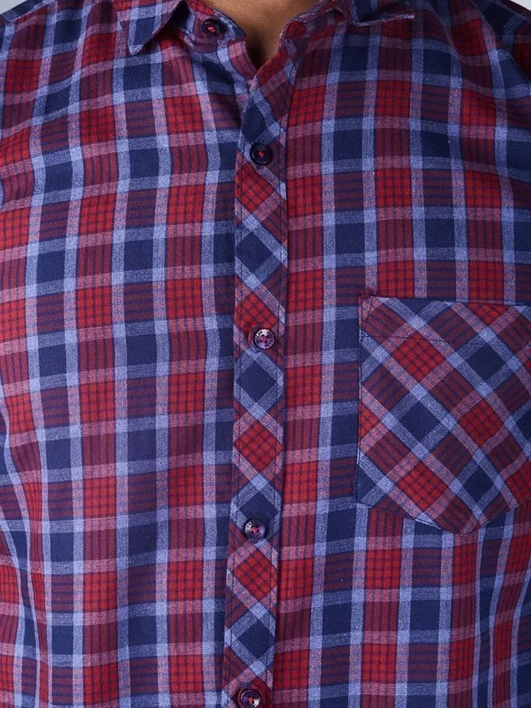 Check Shirt for Men - Checkered Spread Collar