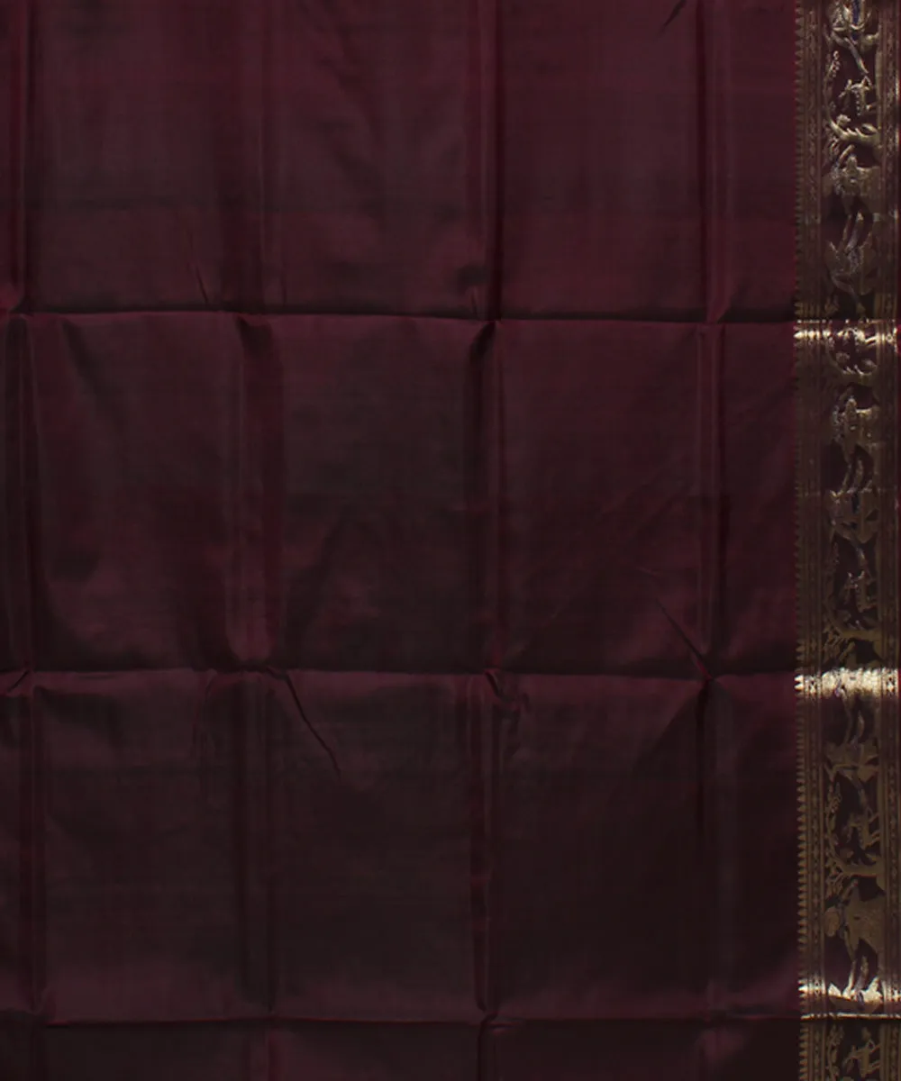 Chocolate maroon handwoven baluchari swarnachari silk saree