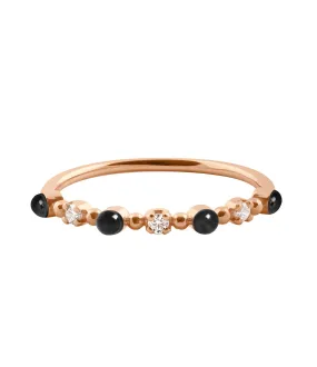 Classic Gigi 3 Diamond Black Ring, Rose Gold, Size 4.75