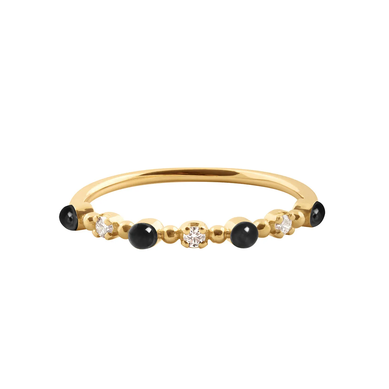 Classic Gigi 3 Diamond Black Ring, Yellow Gold, Size 5.75