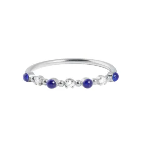 Classic Gigi 3 Diamond Lapis Ring, White Gold, Size 6.25