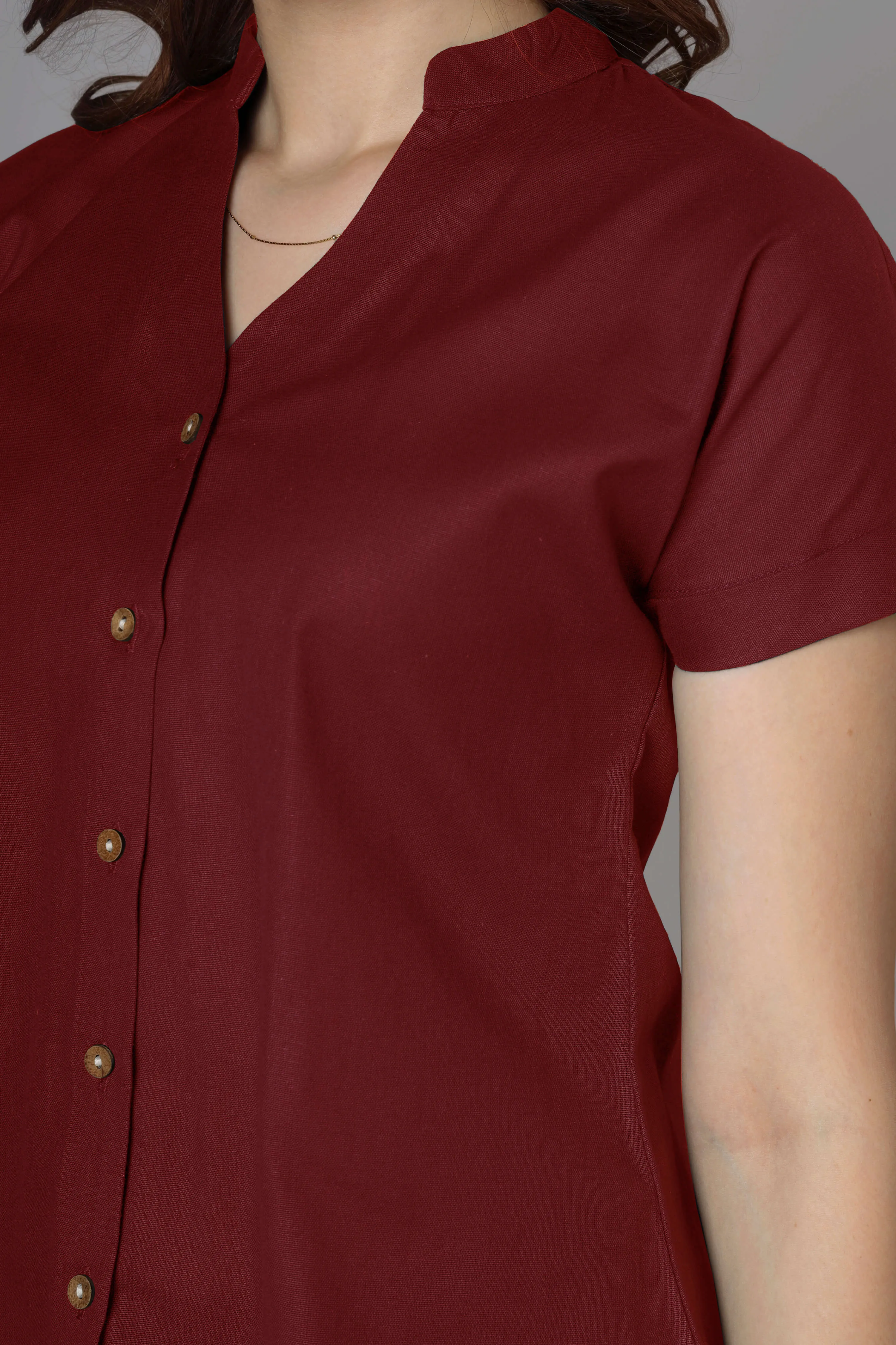 Classic Maroon Cotton Shirt For Women