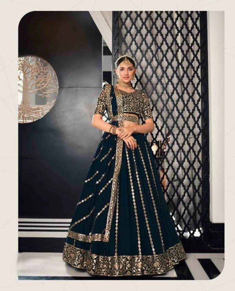 Classy Heavy Designer Work Lehenga - Rent