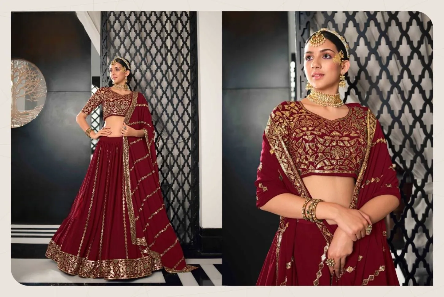 Classy Heavy Designer Work Lehenga - Rent