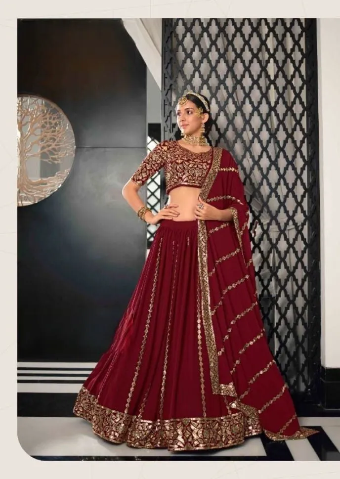 Classy Heavy Designer Work Lehenga - Rent