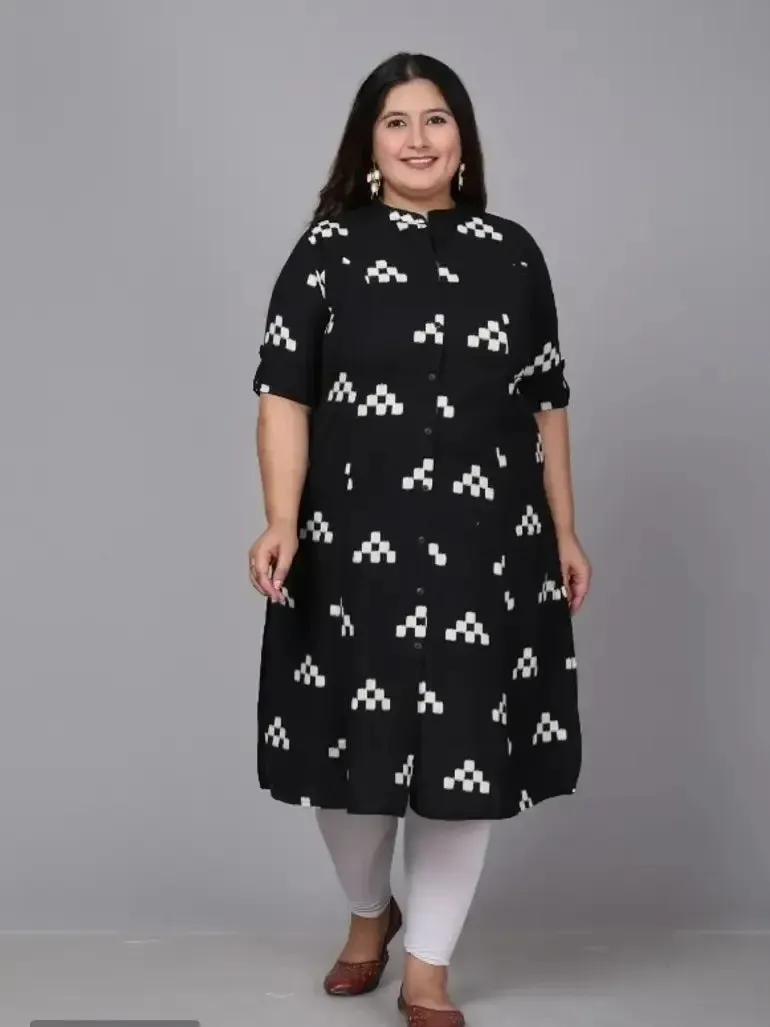 Cotton Printed Straight Plus Size Kurti for high beautiful women