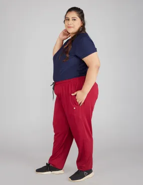 Cotton Track Pants For Women - Plum