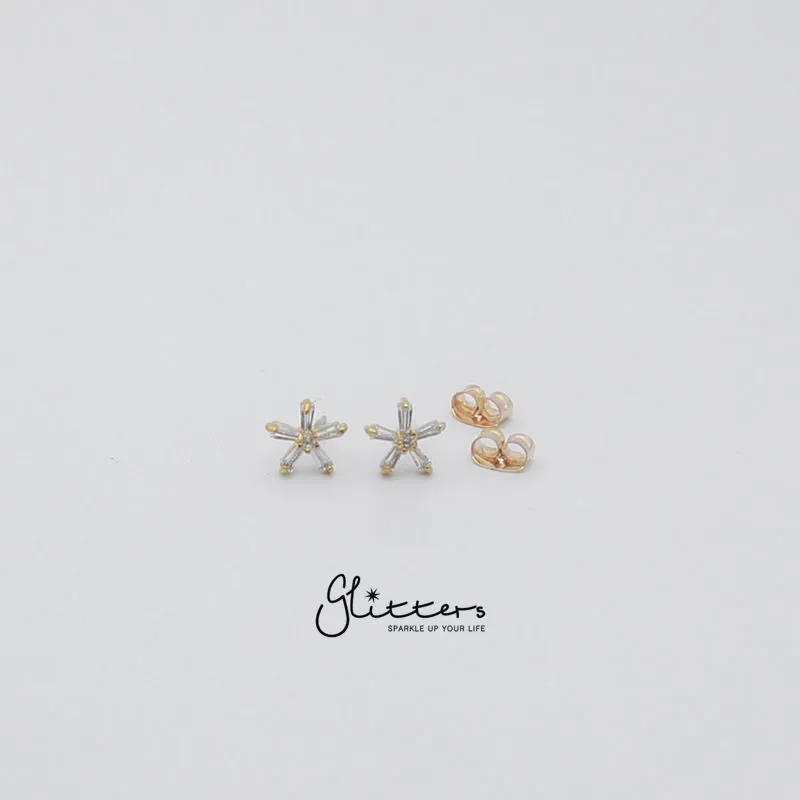 Cubic Zirconia Flower Stud Earrings with Sterling Silver Post