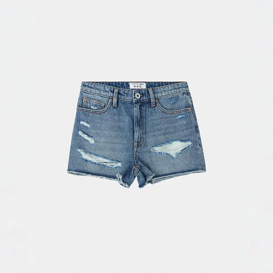 Denim Shorts with Tears