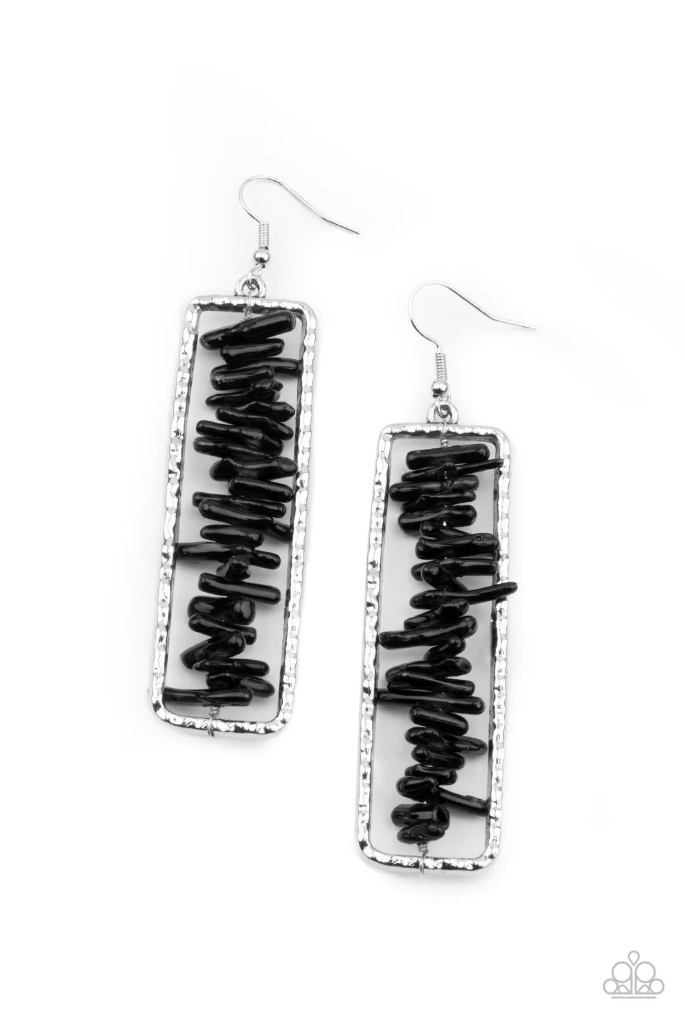 Dont QUARRY, Be Happy Black - Paparazzi Earrings