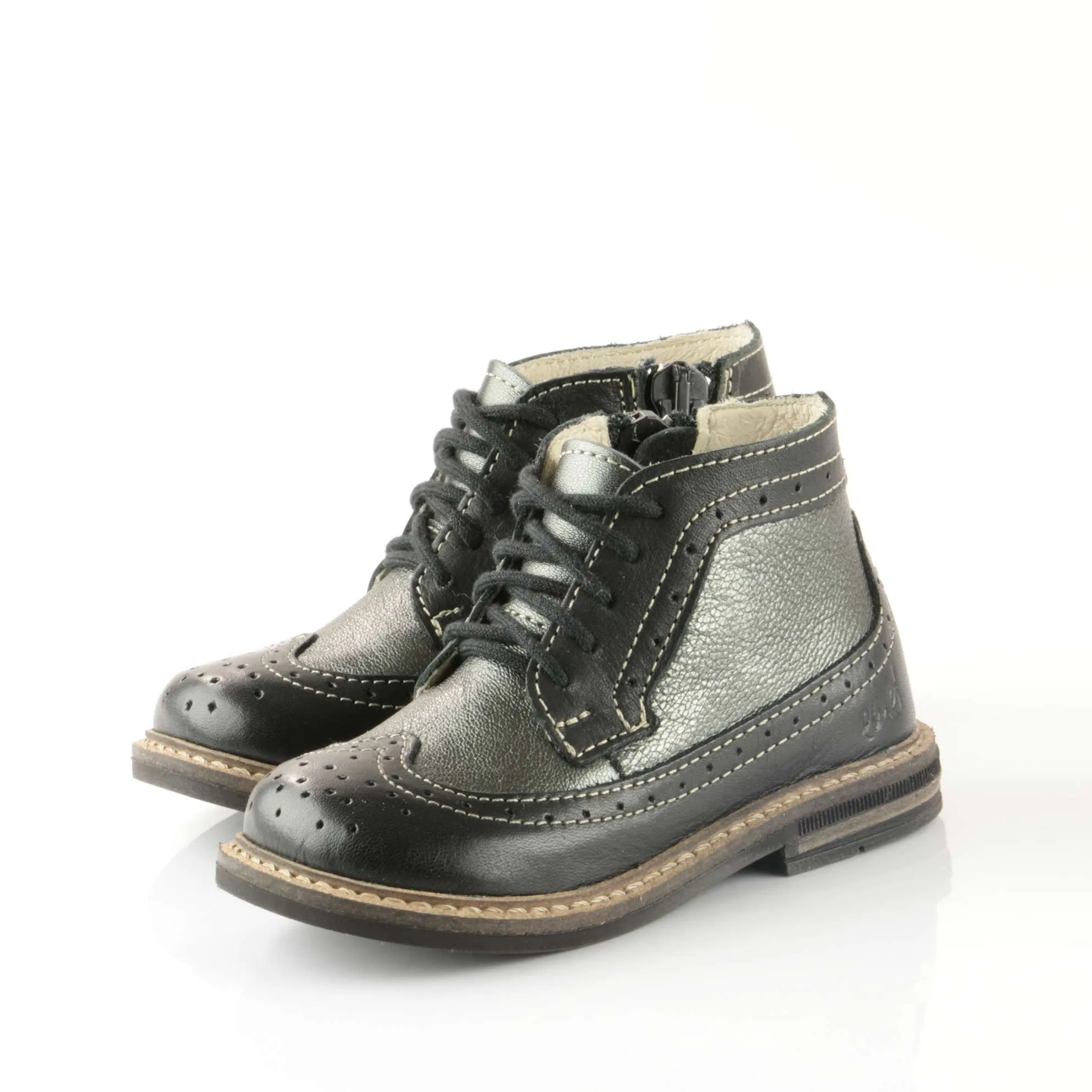 Emel Black Brogue Lace Up Boots (2608A-5)