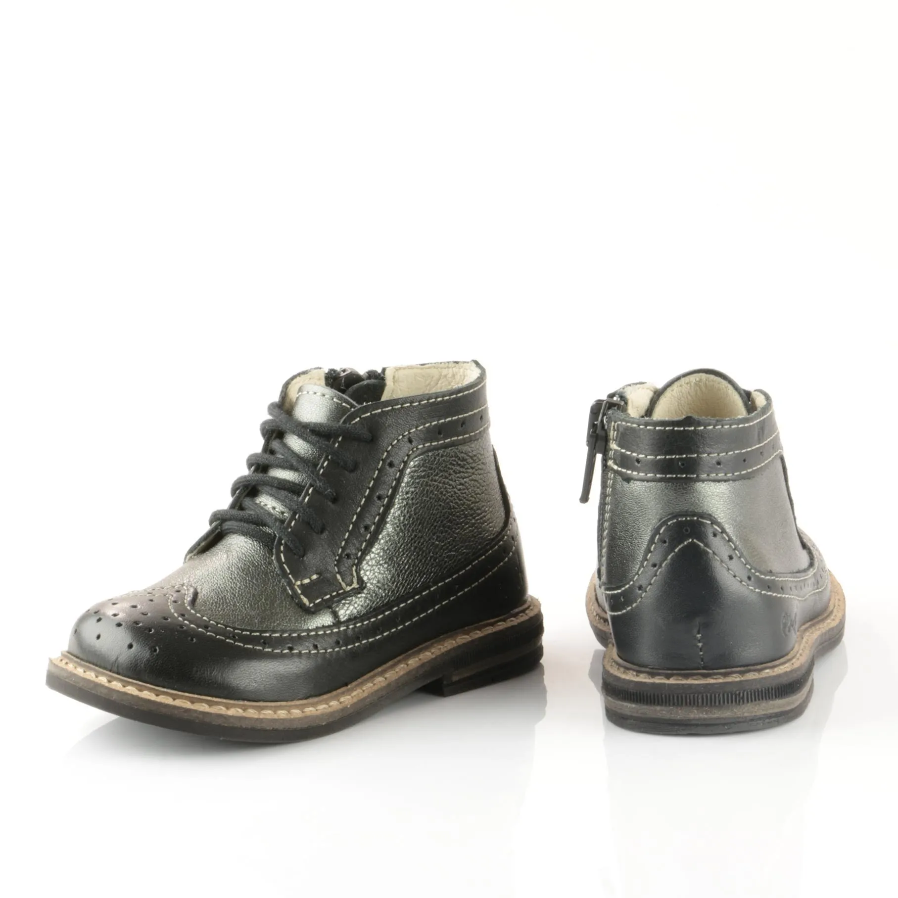 Emel Black Brogue Lace Up Boots (2608A-5)