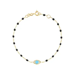 Eye Sparkle Diamond Bracelet, Black, Yellow Gold, 6.7"