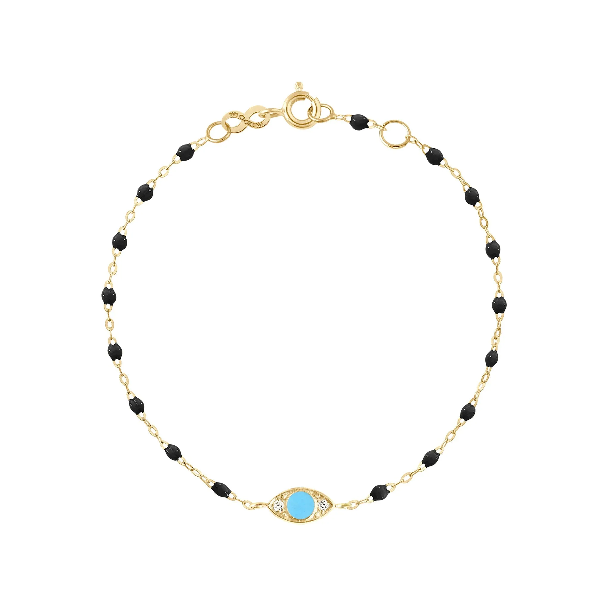 Eye Sparkle Diamond Bracelet, Black, Yellow Gold, 6.7"