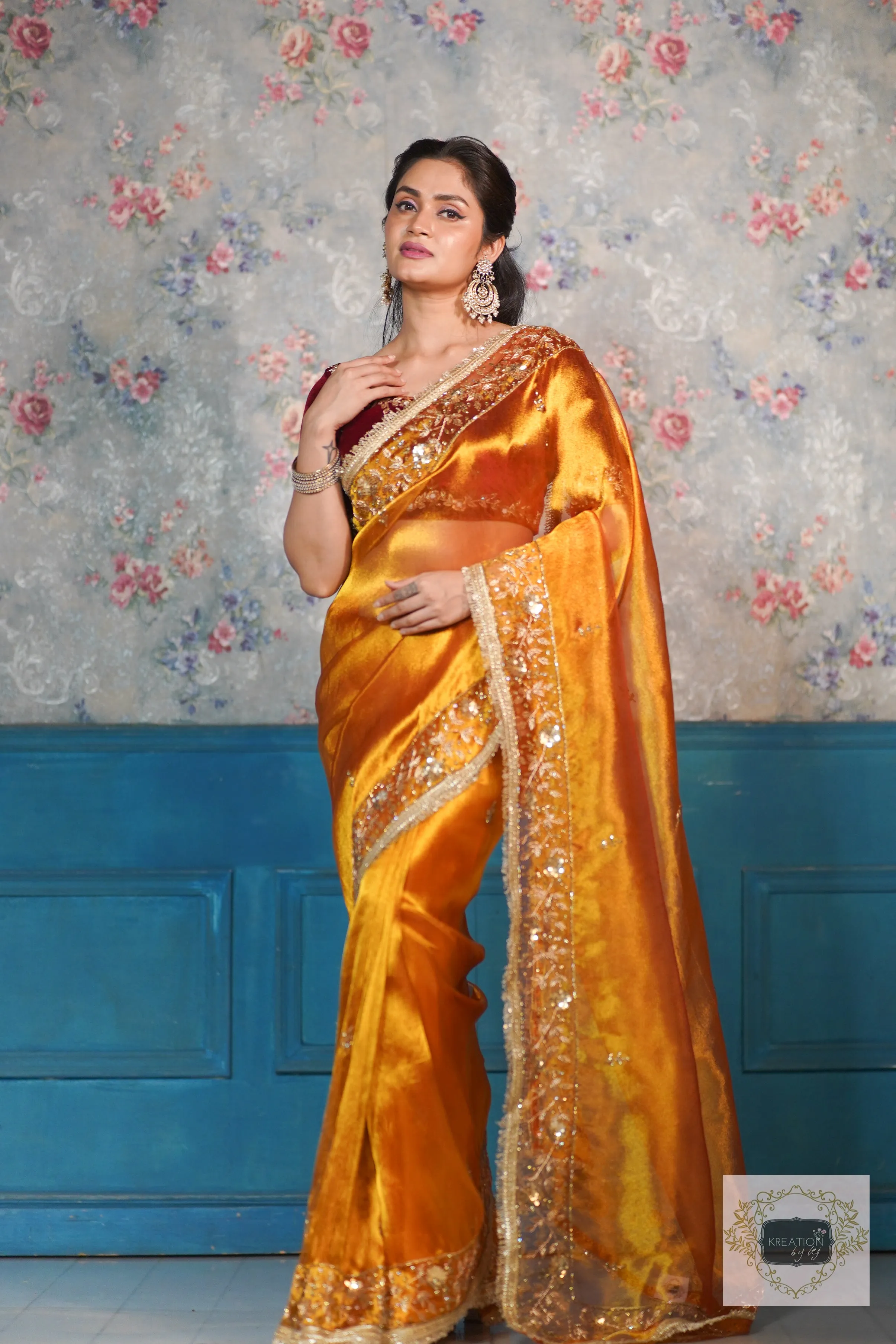 Fiery Gold Anaya Saree