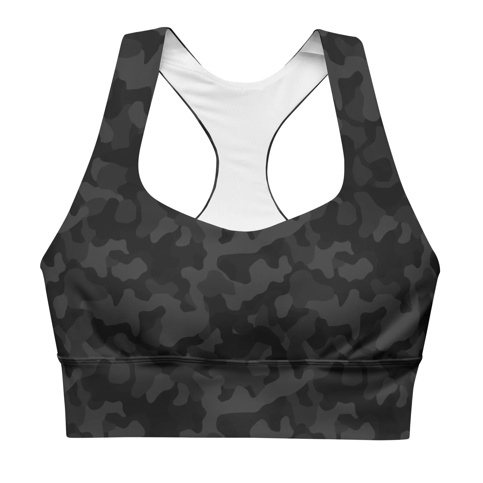 FlexiExtend Longline Sports Bra – Black Camo