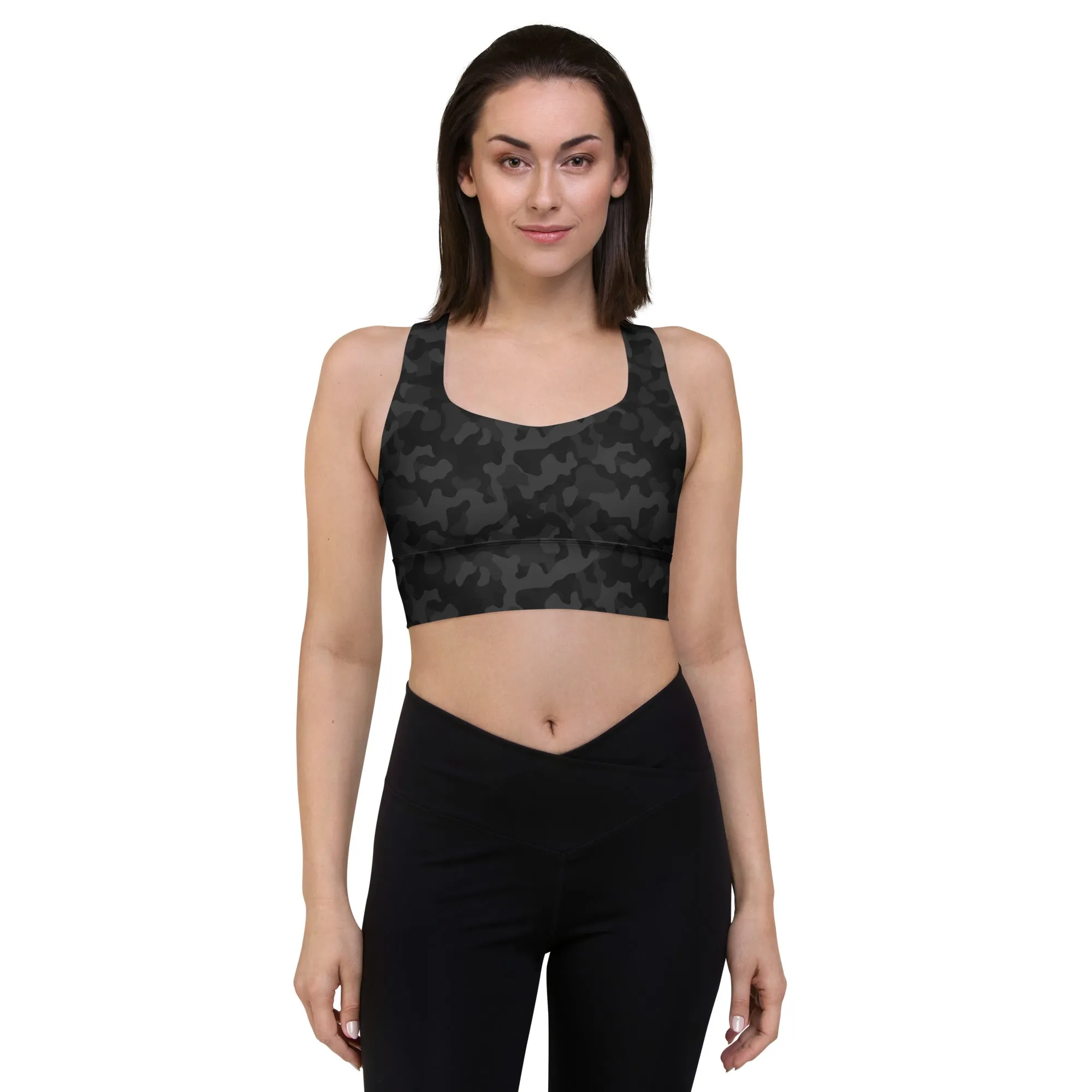 FlexiExtend Longline Sports Bra – Black Camo